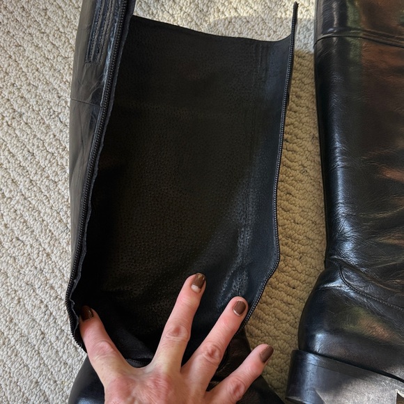 Charles David “Reider” Black Leather Side Zip High Shaft Square Toe Boots - Picture 13 of 15